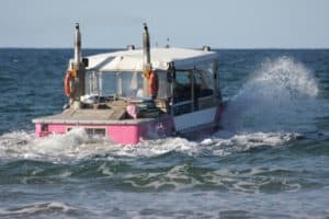 pink boat at Agnes Waters
