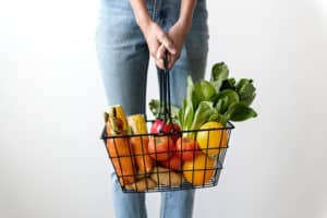 fruits and vegetables in a basket