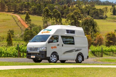 Driving the Apollo Endeavour HiTop 4 Berth Campervan while admiring the scenery 