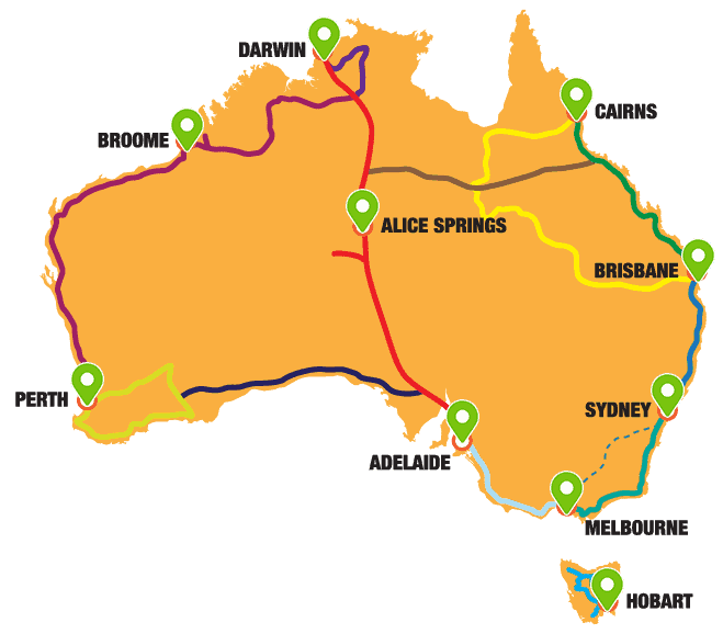Australian map all Routes 2020